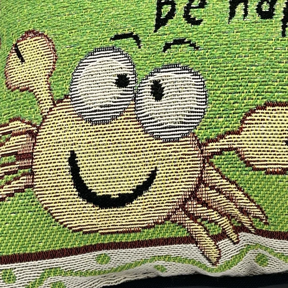 Don't Be Crabby, Be Happy Throw Tapestry Pillow Whimsical Crabs Beach Summer Fun